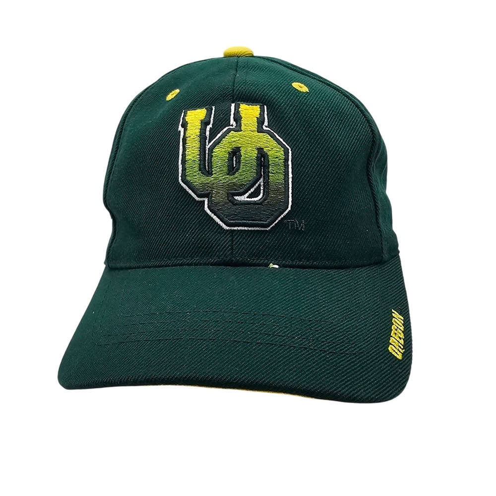 Vintage Oregon Ducks Puma‎ Hat Y2K UO Interlocking Gradient Logo Green NCAA Cap